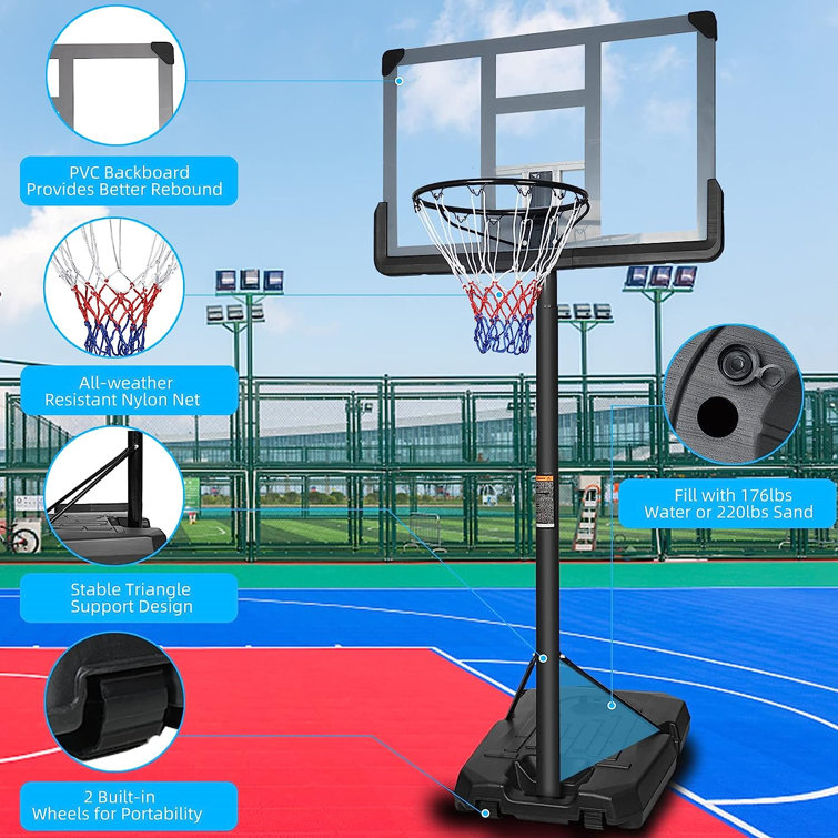 Balems Adjustable Height 44'' W Steel Portable FullSize Basketball